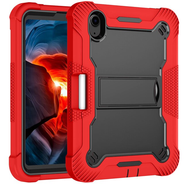 Heavy Duty Shockproof Kickstand Hybrid Tablet Case for iPad 10.9 (2022) (Red)