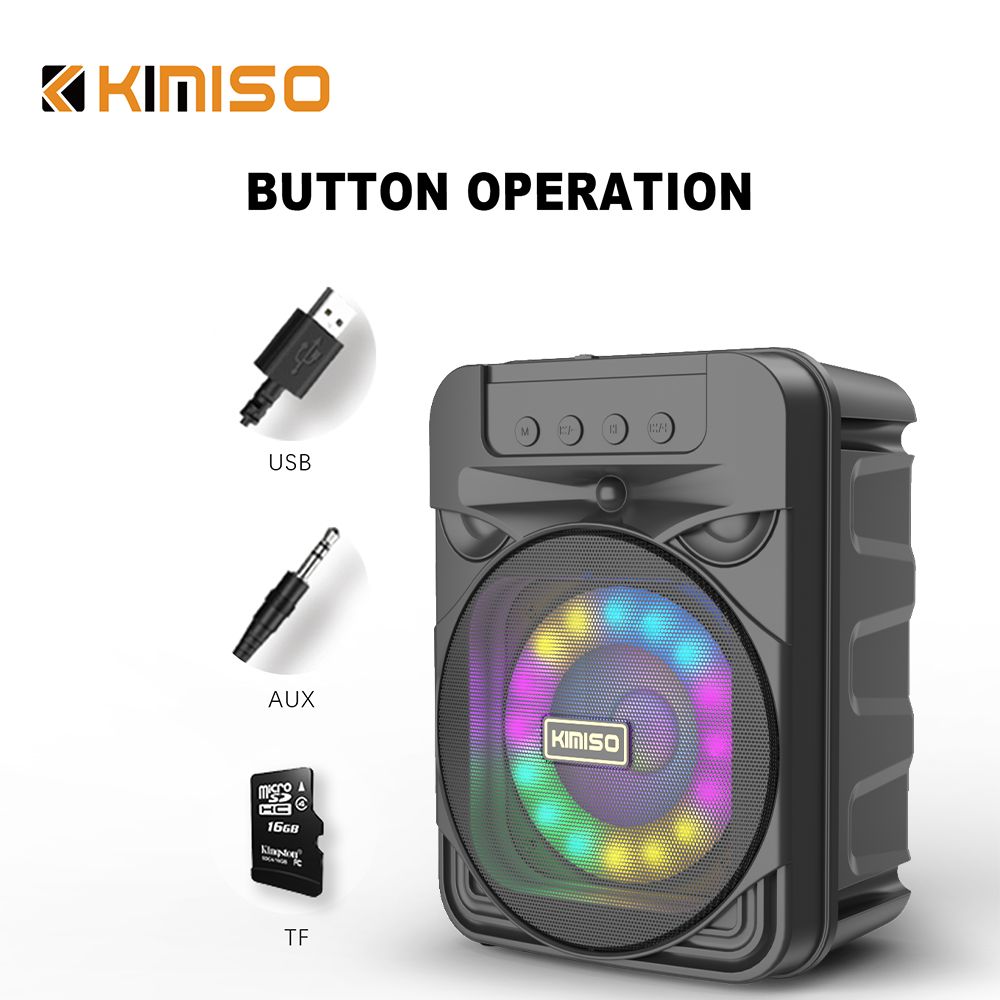 ''RGB LED Light Ring Circle Portable Bluetooth Speaker KMS5006 for Phone, Device, MUSIC, USB (Black)''