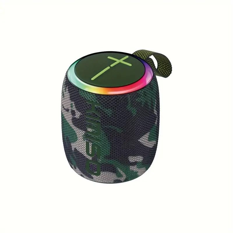 LED RGB Bluetooth Speaker Round Drum Wireless Audio Streaming KMS215 for CELL PHONE - Camo