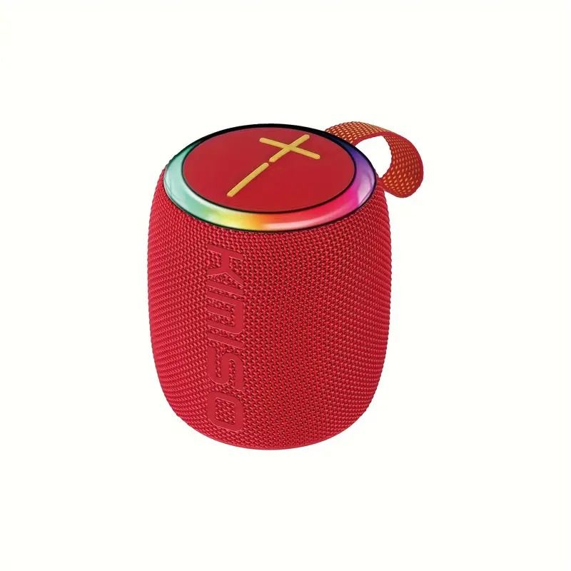 LED RGB Bluetooth Speaker Round Drum KMS215 - Wireless Audio Streaming w/ LED Light Show (Red)