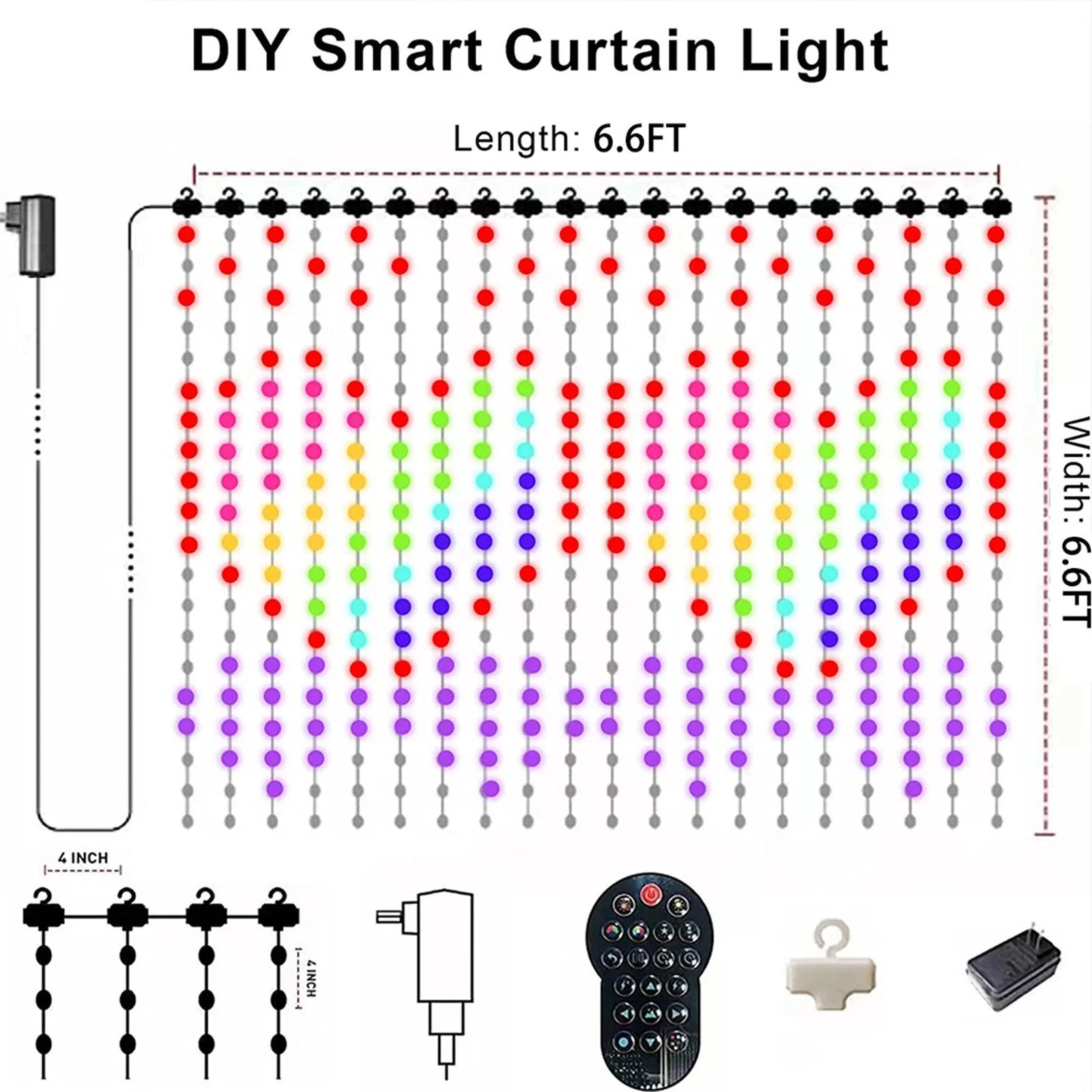 Wholesale Smart RGB Curtain String Lights 400 LED Waterproof Custom ...