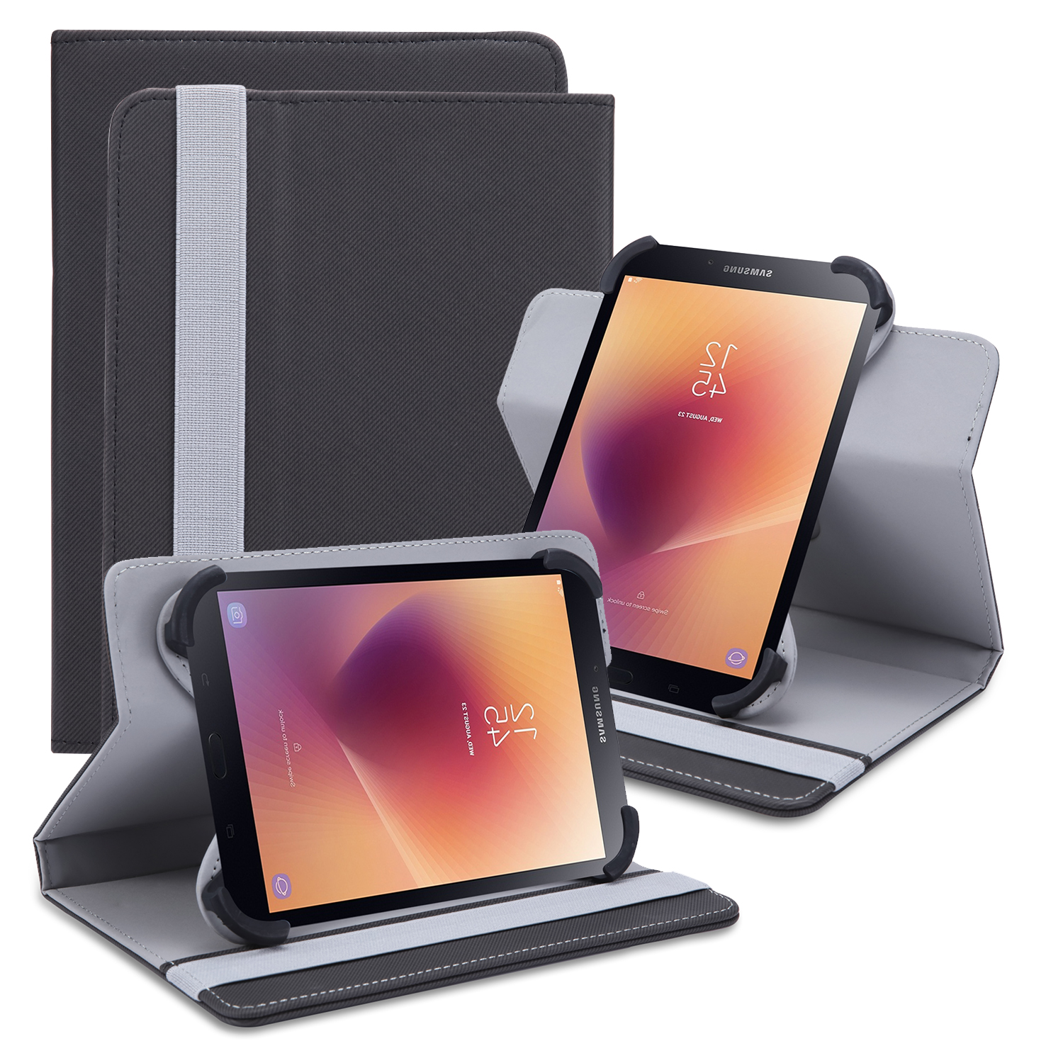 Universal Protective LEATHER Cover Case for Universal 9 Inch Tablets (Black)