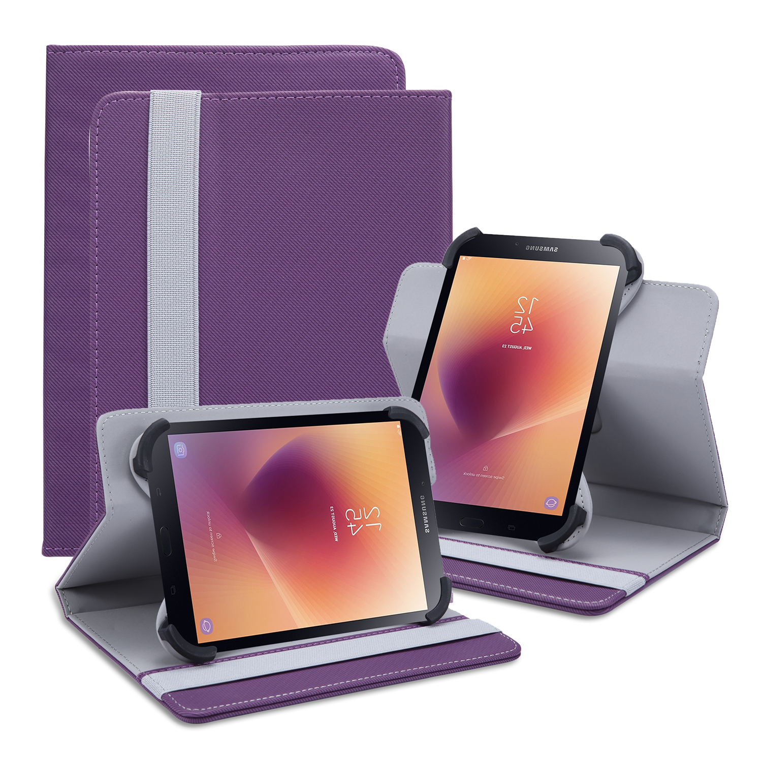 Universal Protective LEATHER Cover Case for Universal 7 Inch Tablets (Purple)