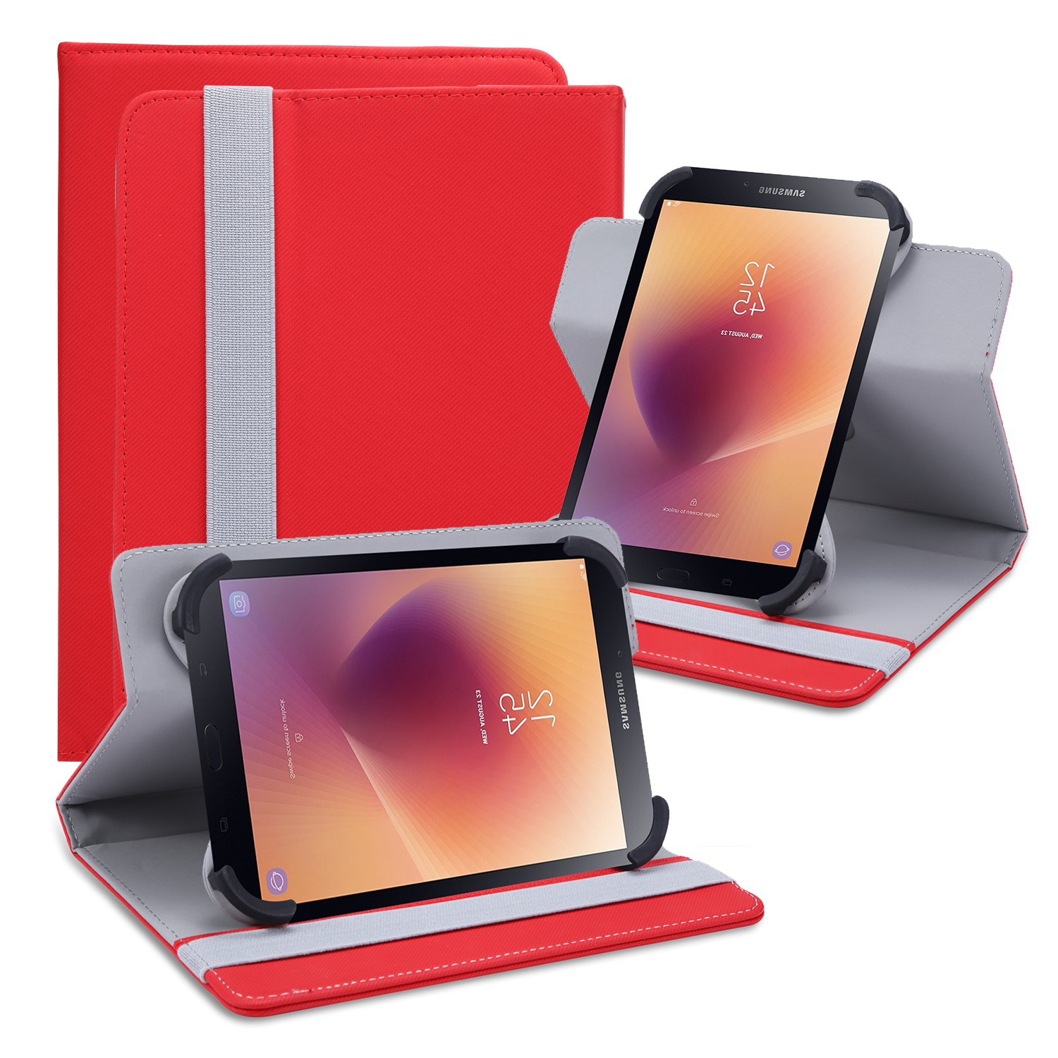 Universal-Protective-Leather-Cover-Stand-Case for Universal 8 Inches Tablets (Red)