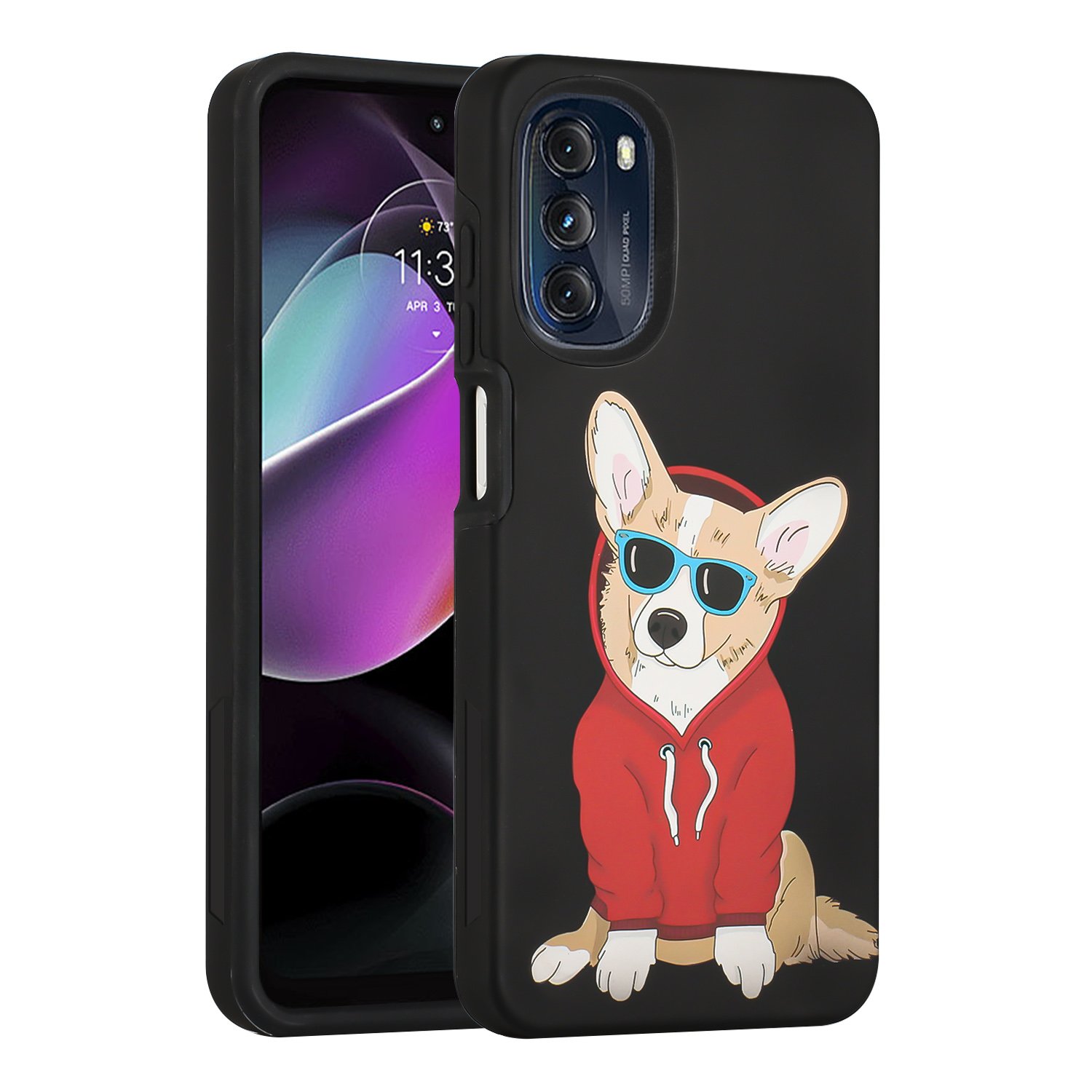 Glossy Dual Layer Armor Case for Motorola Moto G 5G (2022) - Stylish DOG Design Protection