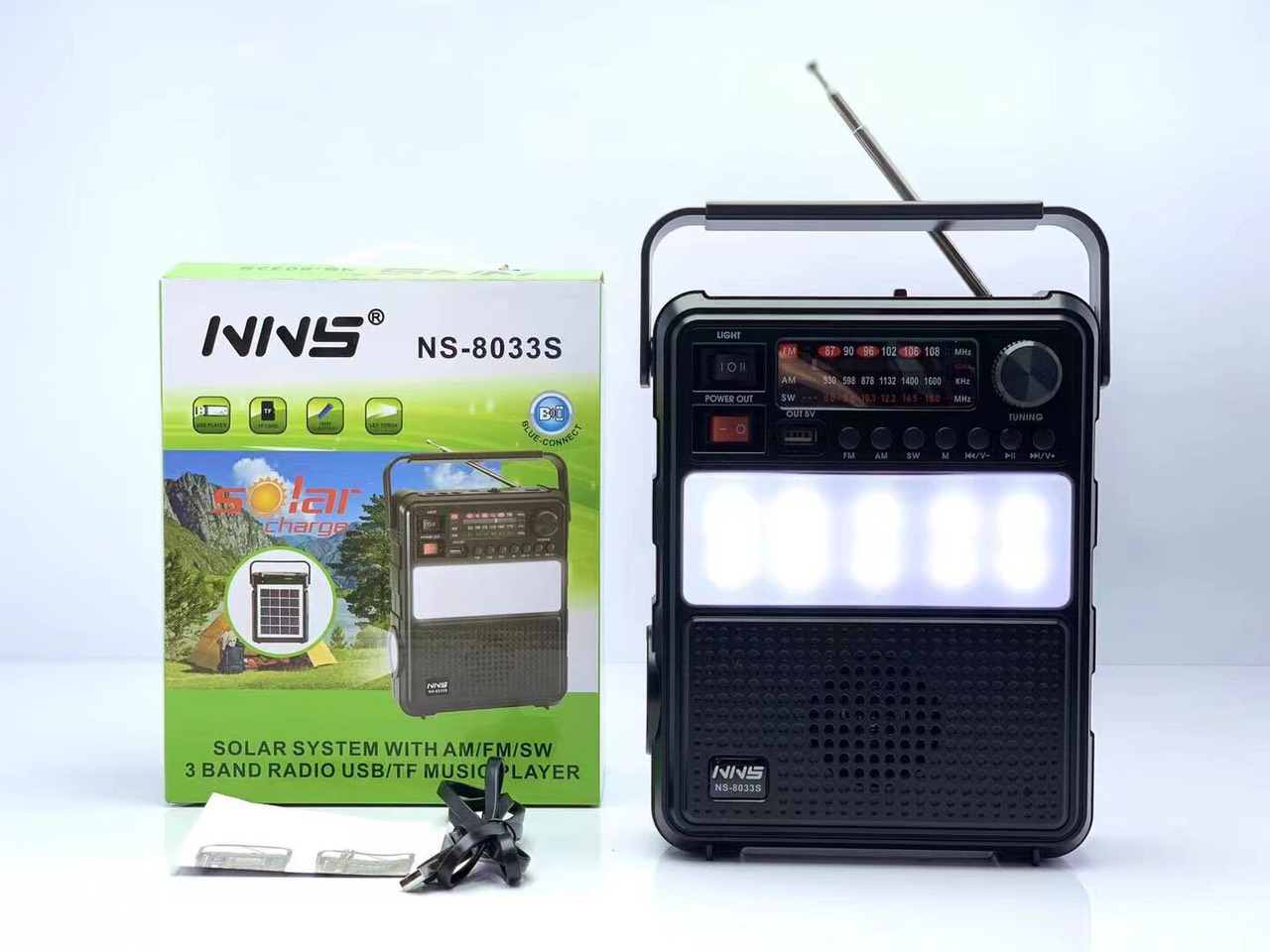 Solar System 3 Band AM FM SW Raido Portable Bluetooth MUSIC Player Speaker NS8033 for Universal Cell