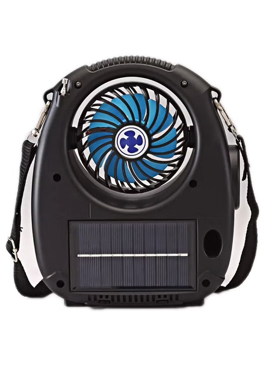 Outdoor Cooling Fan: Bluetooth Speaker, FM Radio, Flashlight & SOLAR Charging for Phones