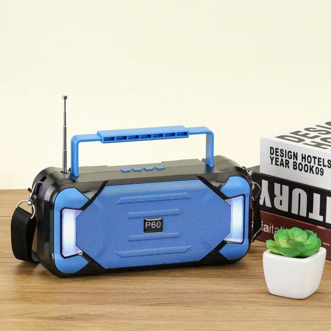 Carry Handle RGB LED Lights Wireless Portable Bluetooth SPEAKER P60 (Blue)