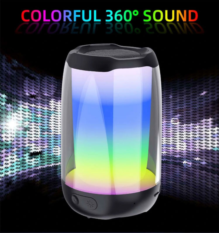 Wireless Portable Bluetooth Speaker With LED Lights PULSE4 MINI for Bluetooth Device (Black)