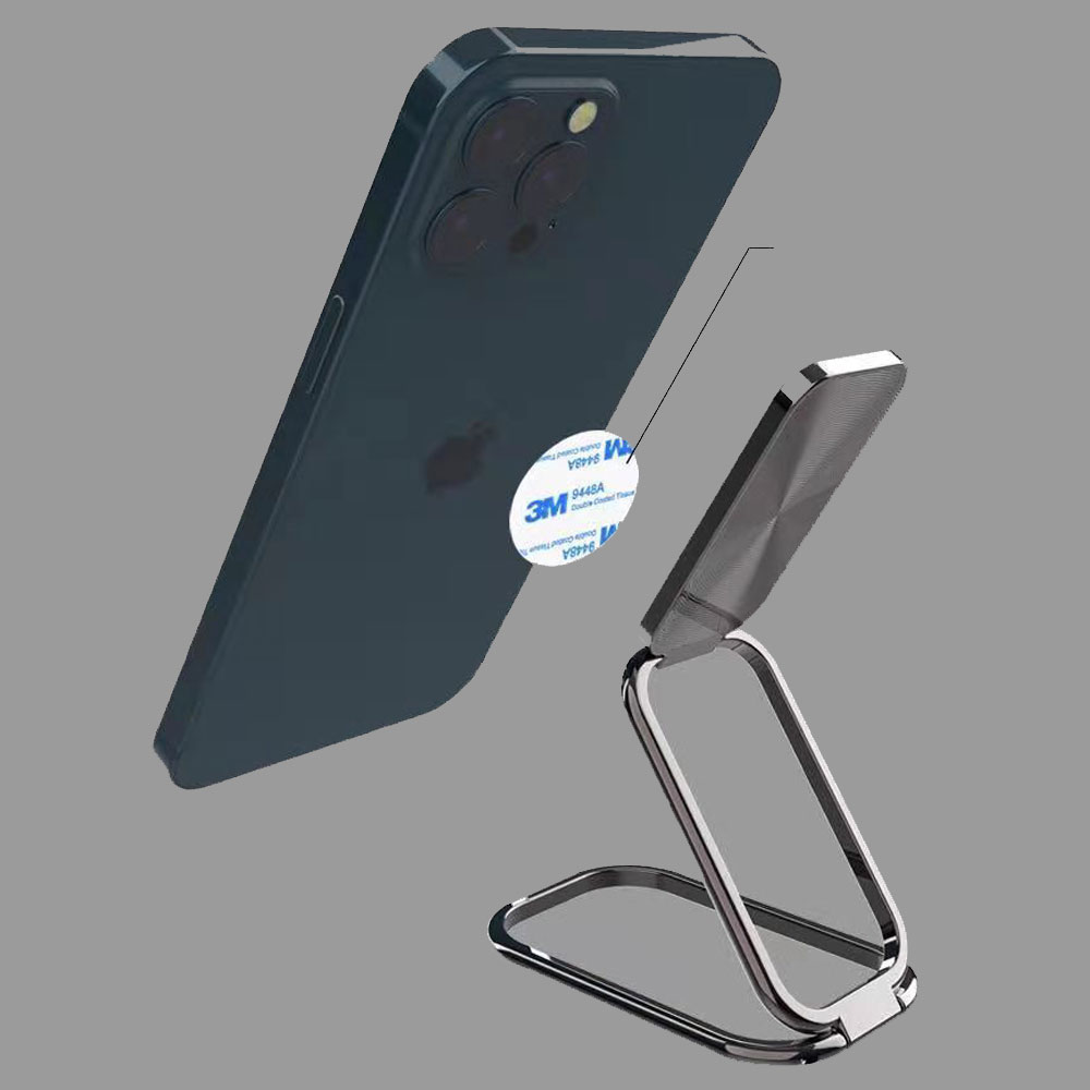 Foldable Phone RING Kickstand 360 Rotation Metal Back Grip Magnetic Car Mount (Black)