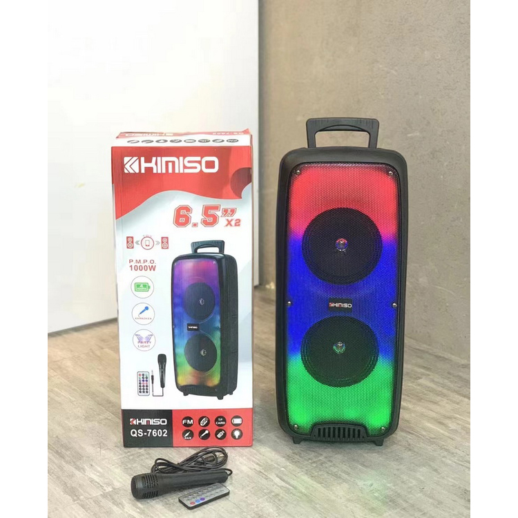 LED Light Tower Wireless Bluetooth SPEAKER with Karaoke Microphone and Remote QS7602 (Black)