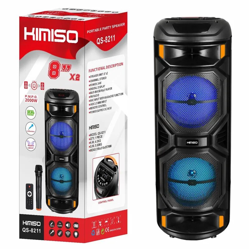 Wholesale Hi Fi Bluetooth Speaker Square Dance Party LED Light