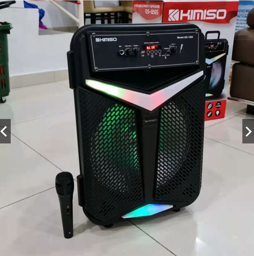 2PC Large Trolley with Wheel RGB LED Lights Wireless Portable Bluetooth Speaker QS1265 (Black)