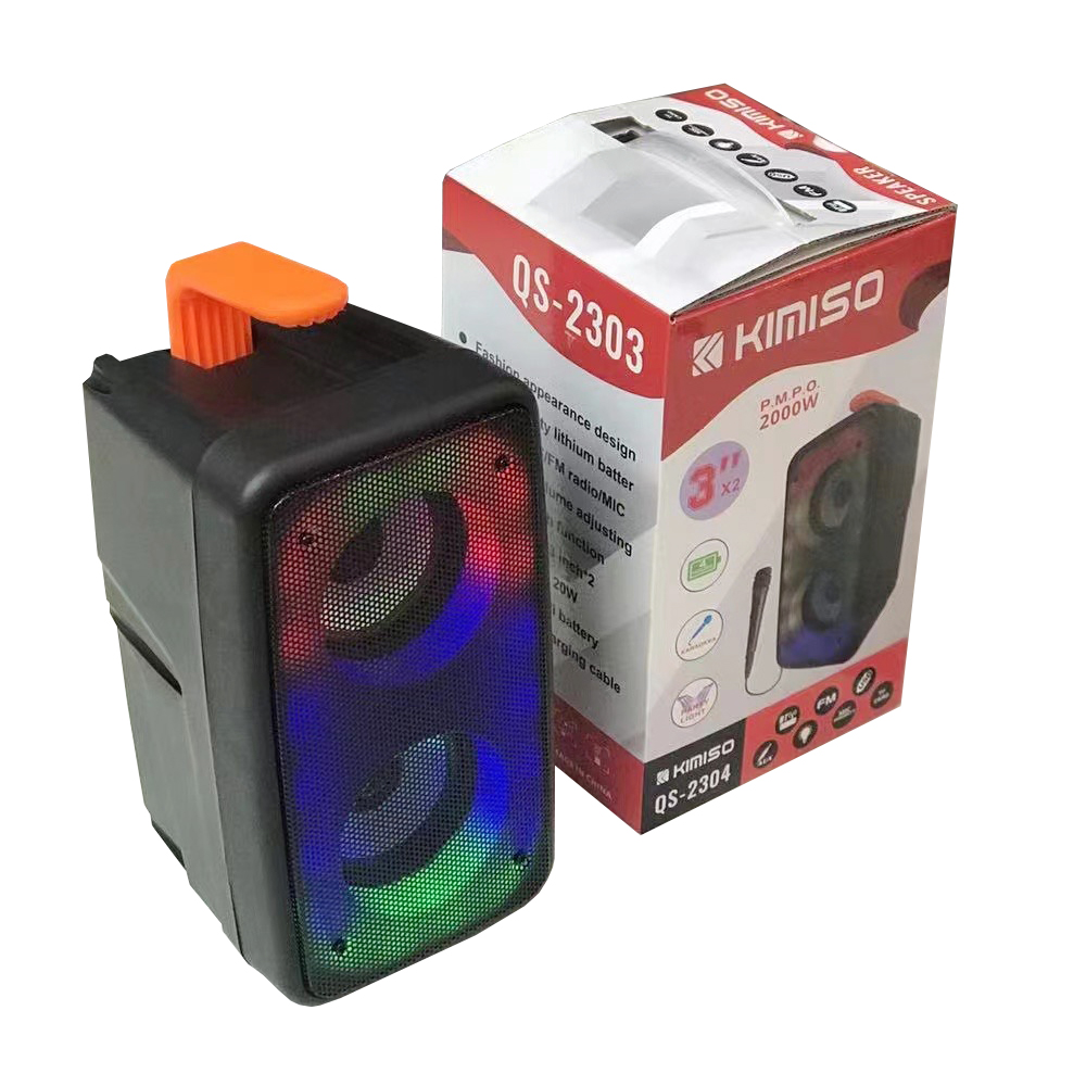 RGB LED Light Portable Bluetooth Speaker with Microphone QS2303 (Black)