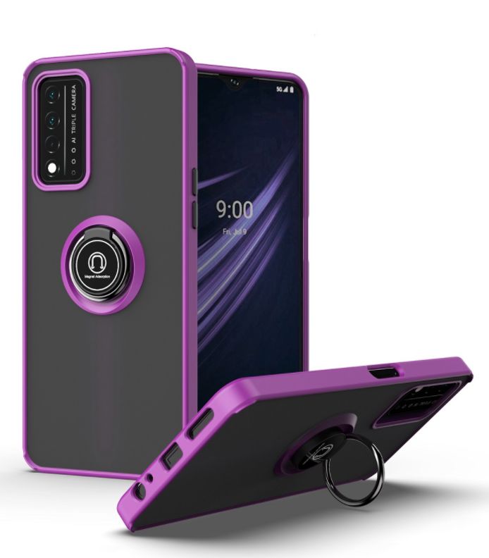Tuff Slim Armor Hybrid RING Stand Case for T-Mobile Revvl V+ 5G (Purple)