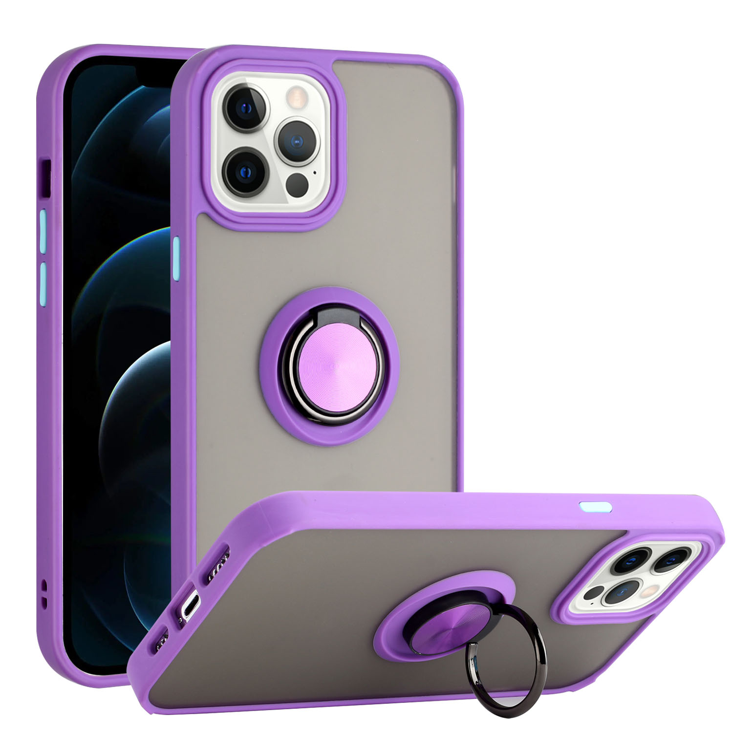 Tuff Slim Armor Hybrid RING Stand Case for Apple iPhone 13 [6.1] (Purple)
