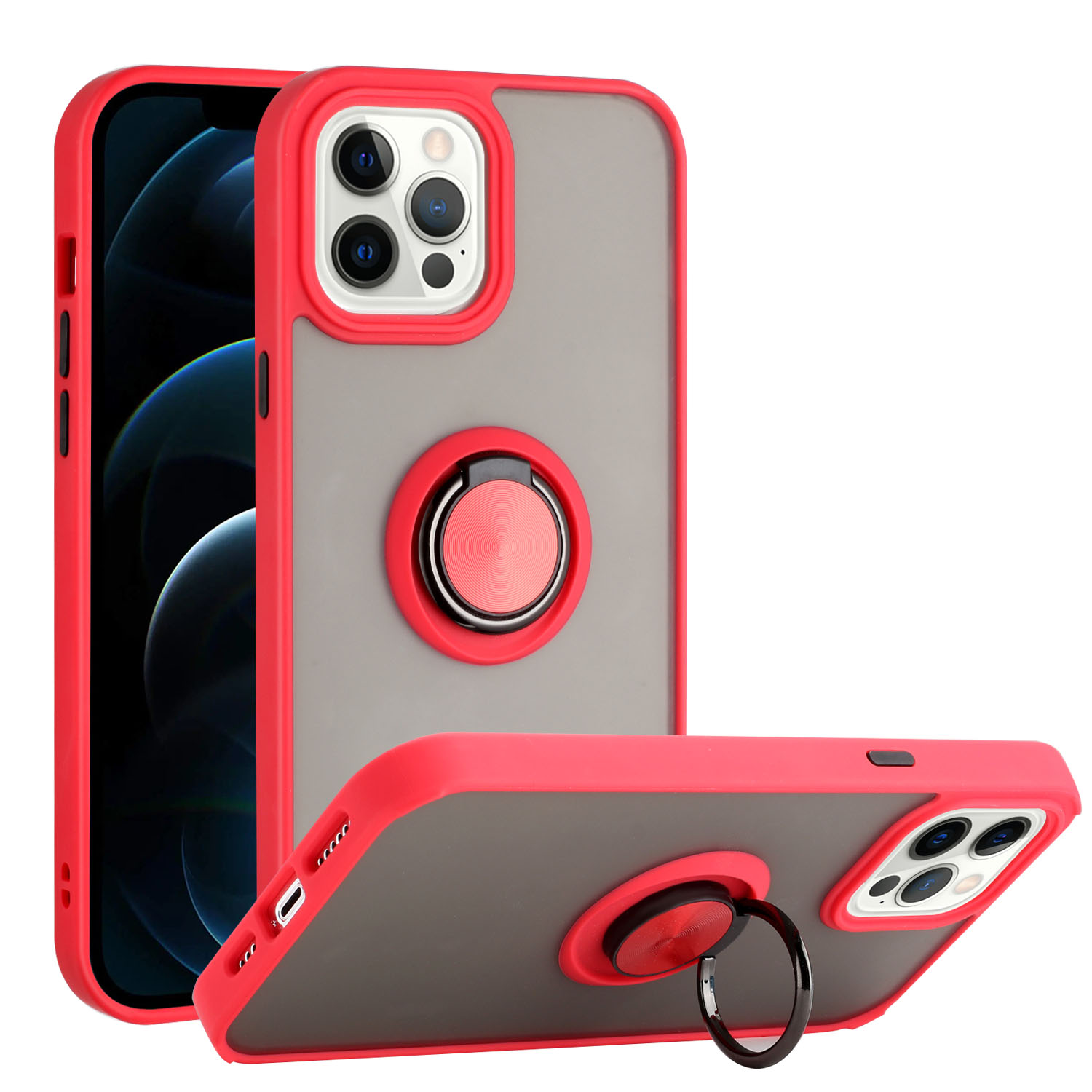 Tuff Slim Armor Hybrid RING Stand Case for Apple iPhone 13 Pro Max [6.7] (Red)