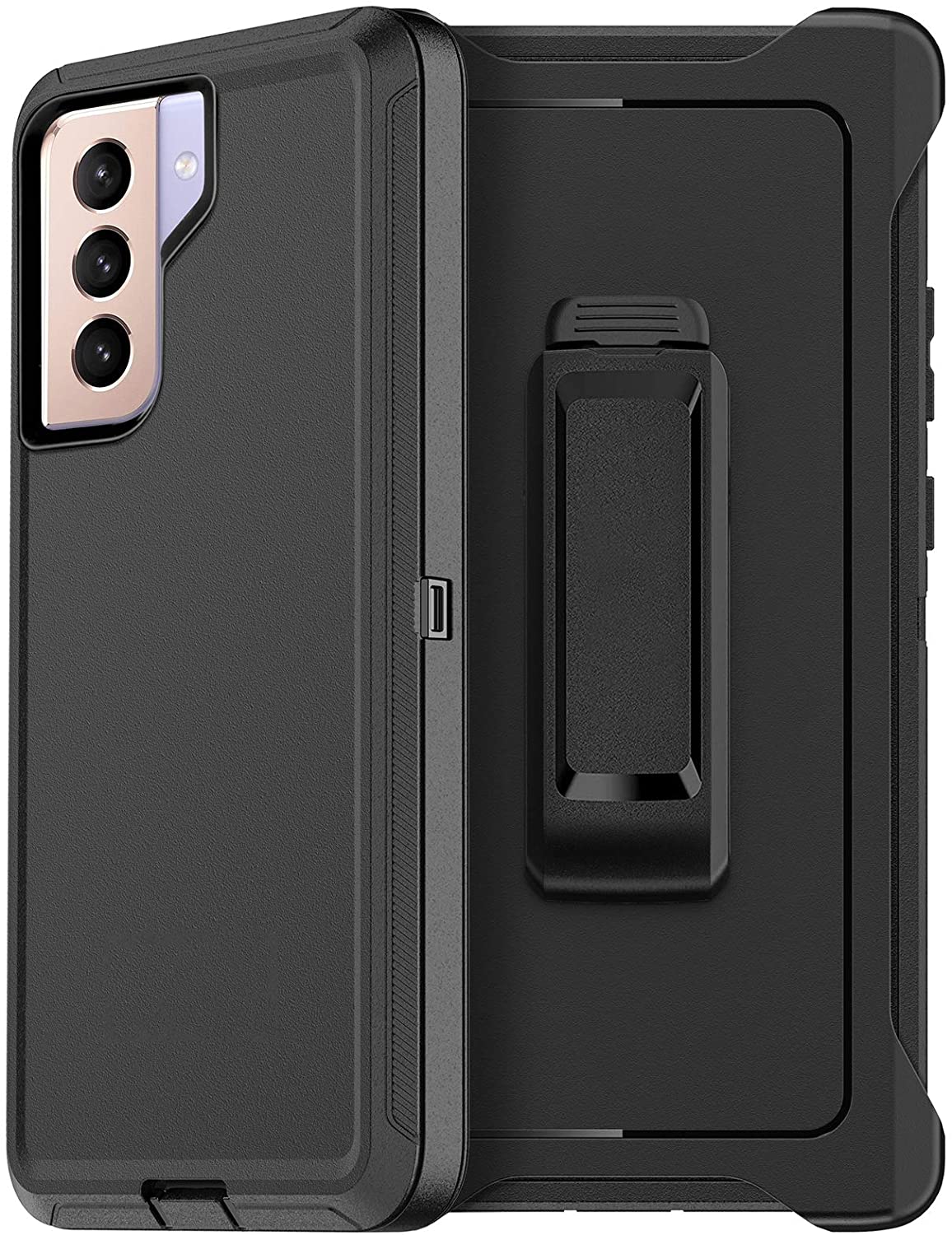 Premium Armor Heavy Duty Case with Clip for Samsung Galaxy S21 (6.2 inch) (Black Black)