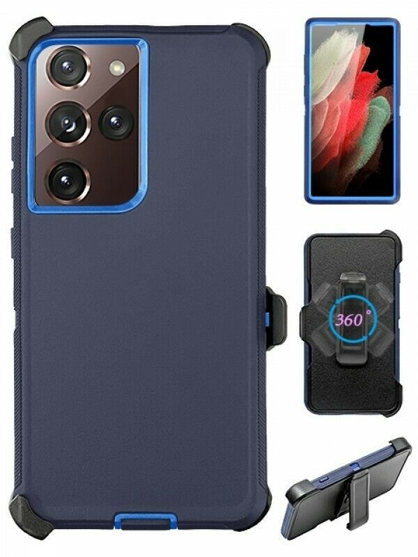 Heavy Duty Armor Robot Case with Clip for Samsung Galaxy Note 20 (NavyBlue Blue)