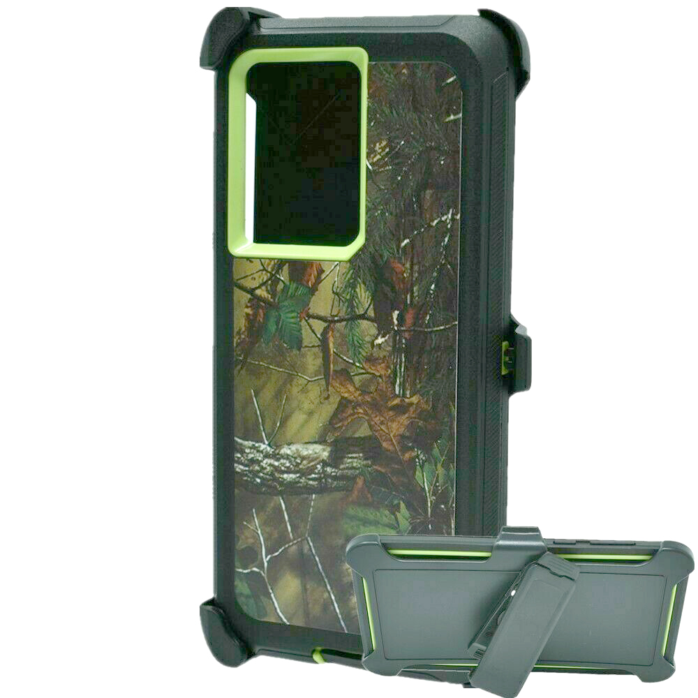 Premium Camo Heavy Duty Case w/BELT Clip for Samsung Galaxy S25 5G - Tree Green Military Grade