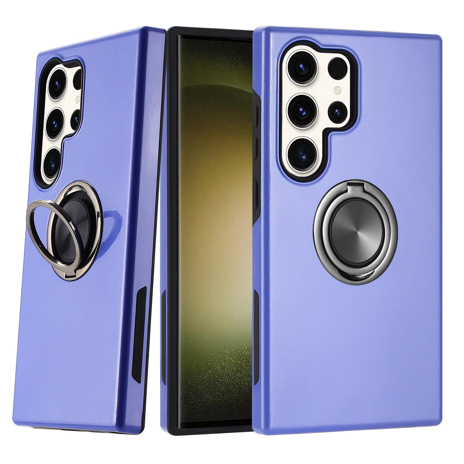 Dual Layer Armor Ring Case for Galaxy S25 Ultra - Military Grade Drop ProteCtion, Purple