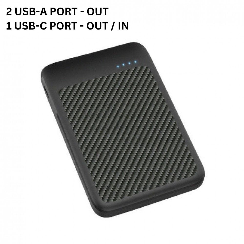 Ultra Slim 5000mAh Power Bank with USB/Type-C Output for Universal Cell Phones (Black)