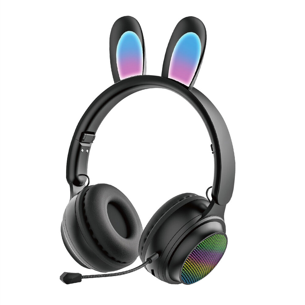 Bunny Ear Bluetooth Wireless Foldable HEADPHONE Headset with Microphone and FM Radio ST81M (Black)