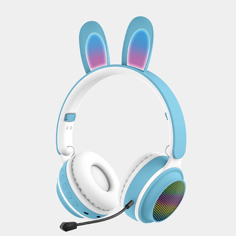 Bunny Ear Bluetooth Wireless Foldable HEADPHONE Headset with Microphone and FM Radio ST81M (Blue)