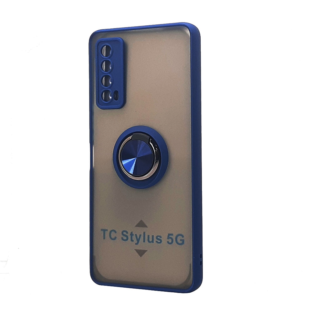 Tuff Slim Armor Hybrid RING Stand Case for TCL Stylus 5G (Navy Blue)