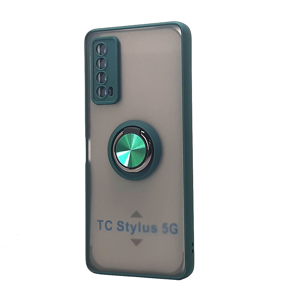 Tuff Slim Armor Hybrid RING Stand Case for TCL Stylus 5G (Green)