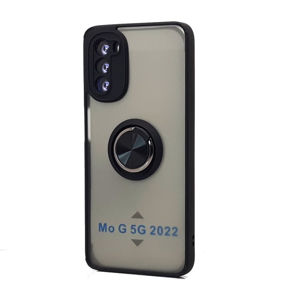 Tuff Slim Armor Hybrid RING Stand Case for Motorola Moto G 5G 2022 (Black)