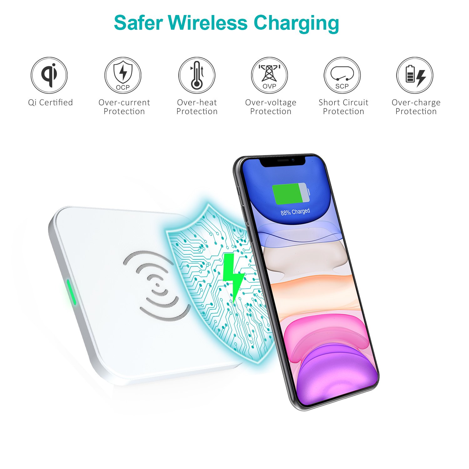 Slim and Simple 10W Max Fast Wireless Charging Pad T511 (White)