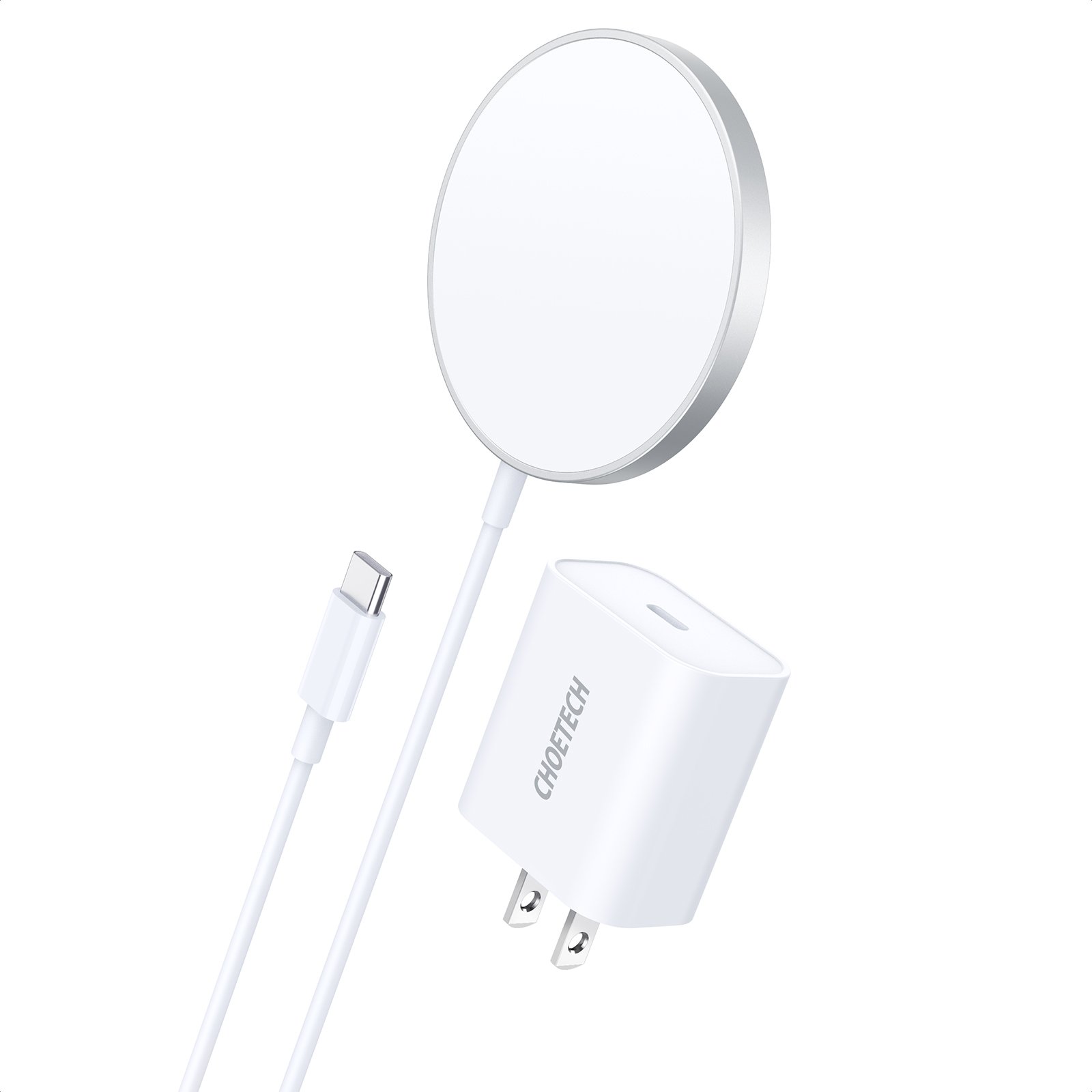 MagLeap Magsafe Style Magnetic Wireless Charger 15W Fast Charge with PD Adapter T517 (White)