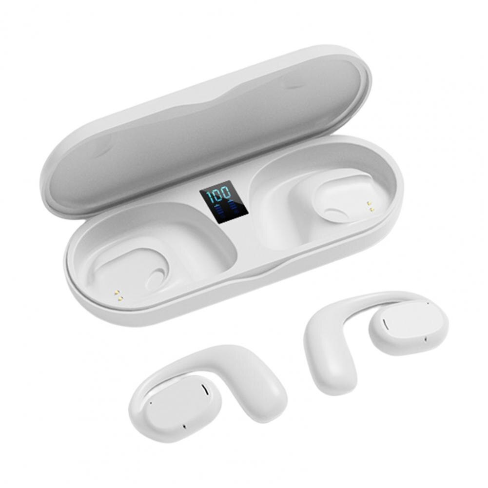 TWS Open Ear Style Bluetooth Wireless Stereo MUSIC Gaming Earbuds With Battery Display TC18 (White)