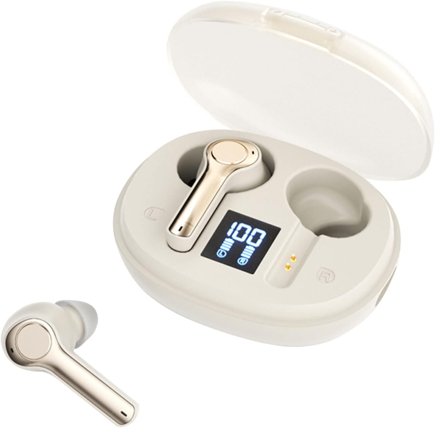 Supreme Sound TWS Bluetooth Earbuds: Full In-Ear, ADVANCED Battery Display, Universal (Gold)