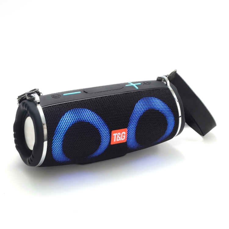 Drum Style Dual LED RING Light Portable Wireless Bluetooth Speaker TG642 (Black)