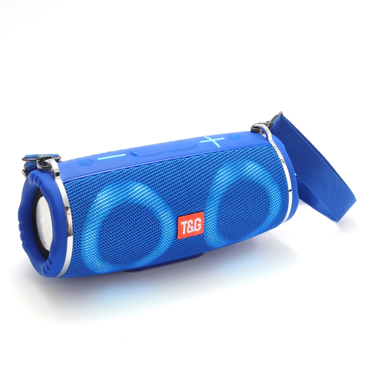Drum Style Dual LED RING Light Portable Wireless Bluetooth Speaker TG642 (Blue)