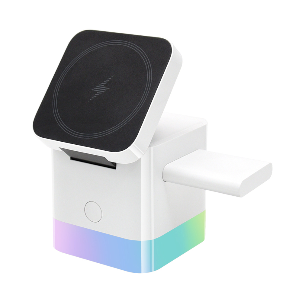 15W 3-in-1 Magnetic Wireless Charger Dock with RGB in White