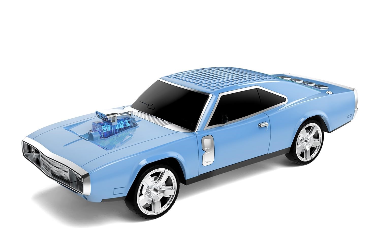 Retro CAR Bluetooth Speaker with FM Radio & USB/SD/AUX - Portable AUDIO for Phones (Light Blue)