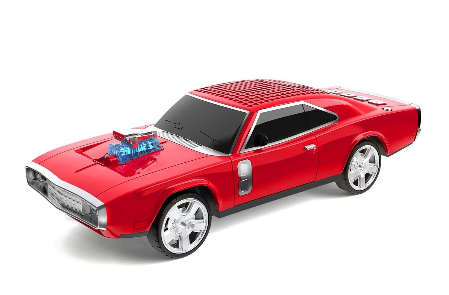 Retro CAR Bluetooth Speaker: FM Radio, USB/SD/AUX, Portable AUDIO for Cell Phones (Red)