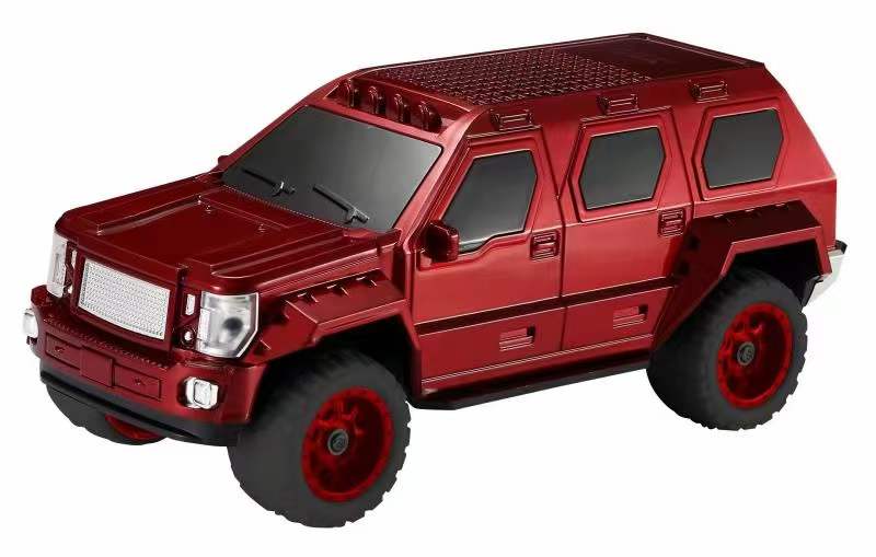 SUV CAR Shaped Bluetooth Speaker: Rugged Boombox with LED Lights for Universal Devices (Red)