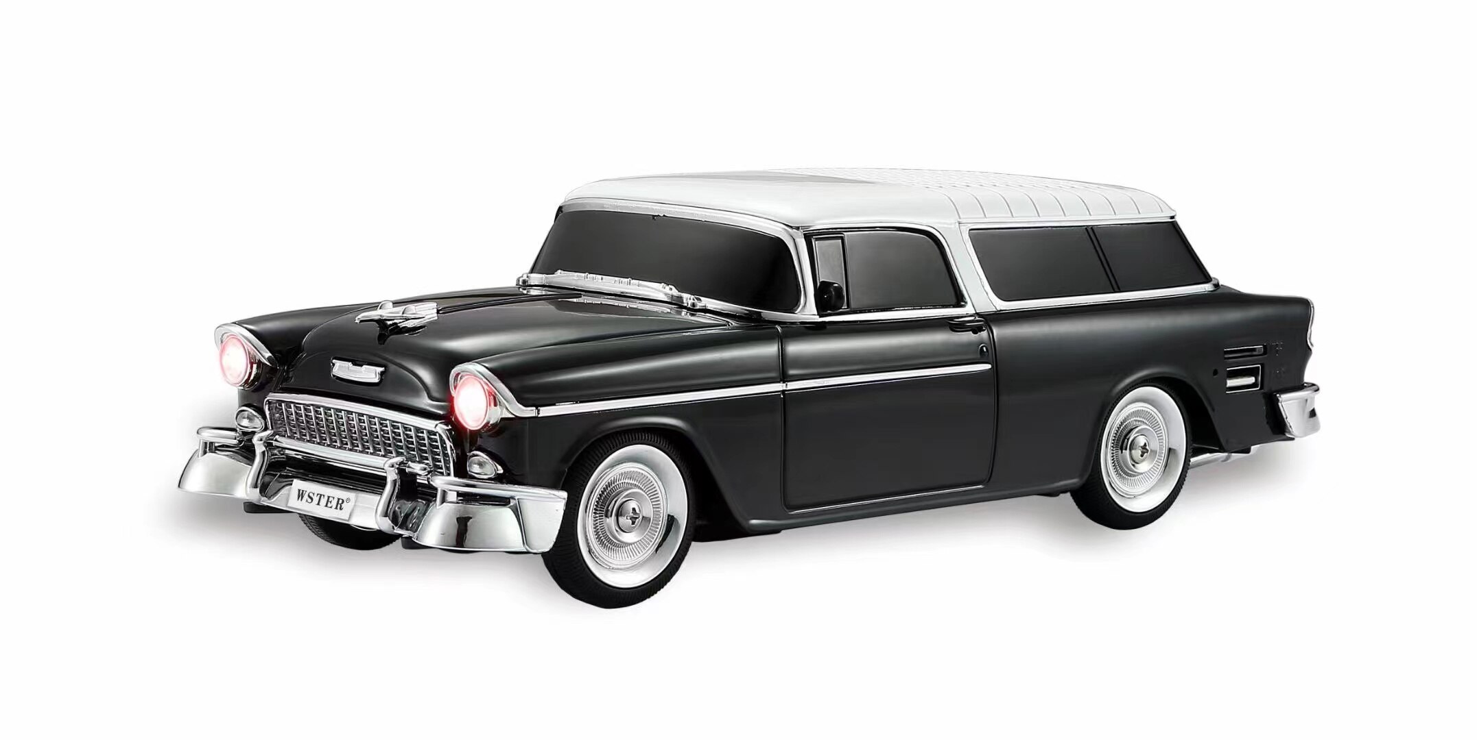 Retro Car Design Bluetooth Speaker with LED Lights - Wireless Audio for Smartphones (Black)