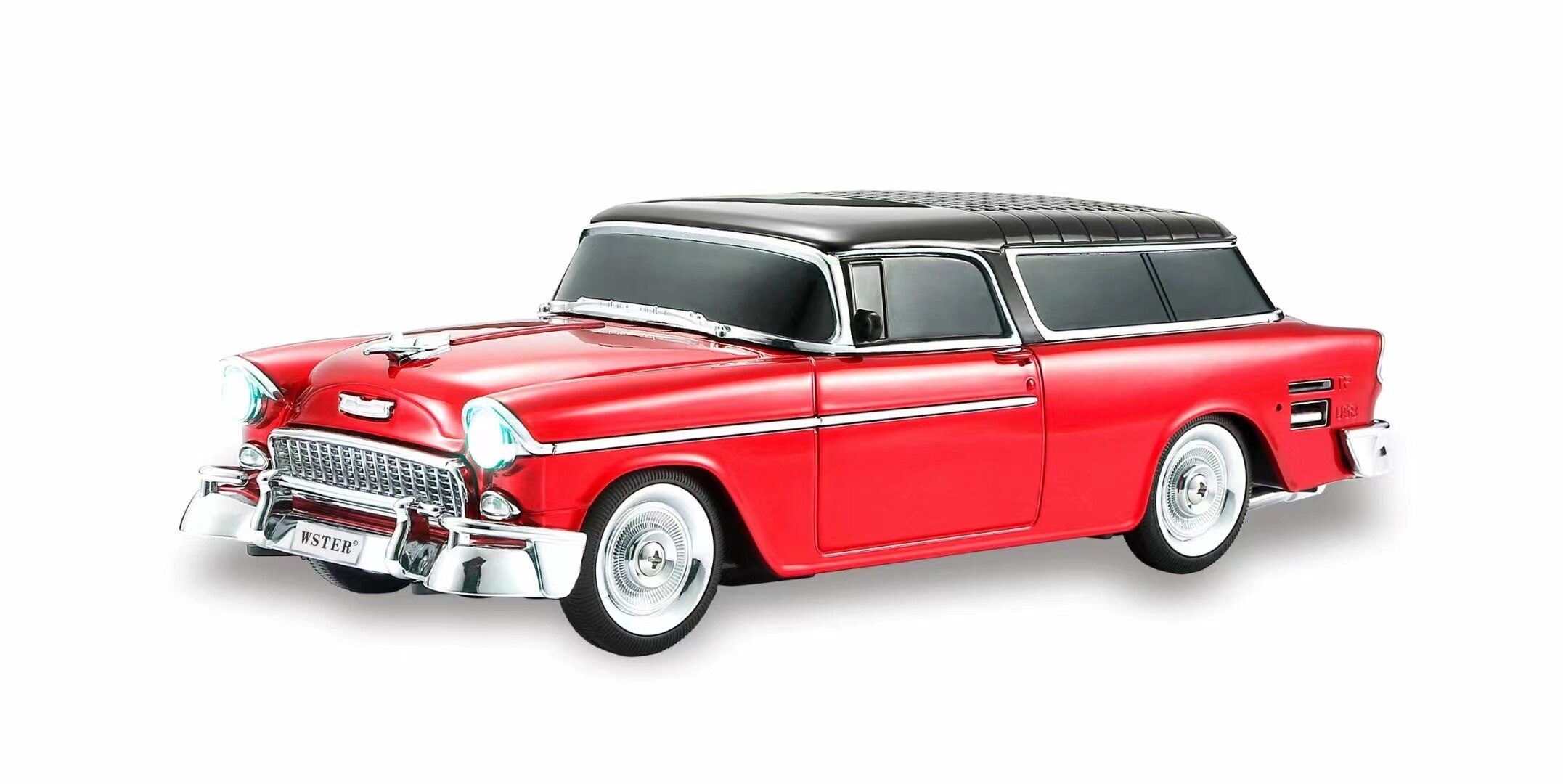 VINTAGE Car LED Bluetooth Speaker: Retro Vinyl Roof Design for Universal Devices (Red)
