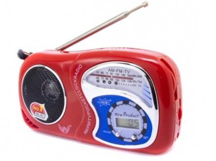 Pocket Radio Clock AM FM Speaker Uses AA BATTERY [No Bluetooth Feature] YS2019 (Red)