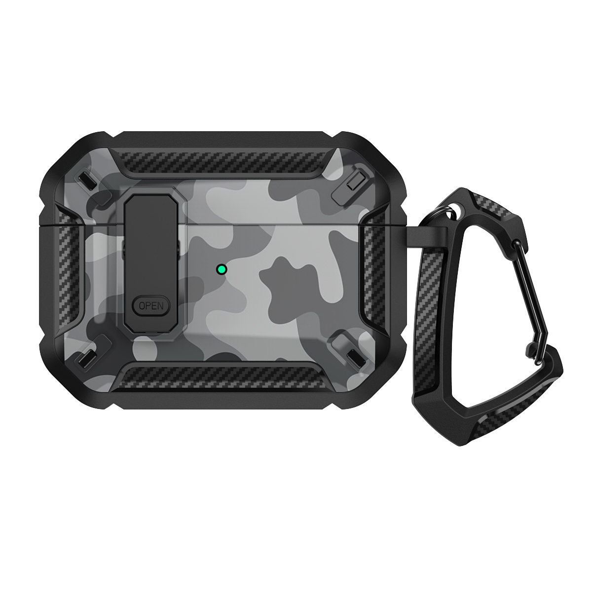 Premium CAMO Armor AirPods 3 Case: Strong Clip Lock, Keychain Holder, Gray (Gen 3 2021)