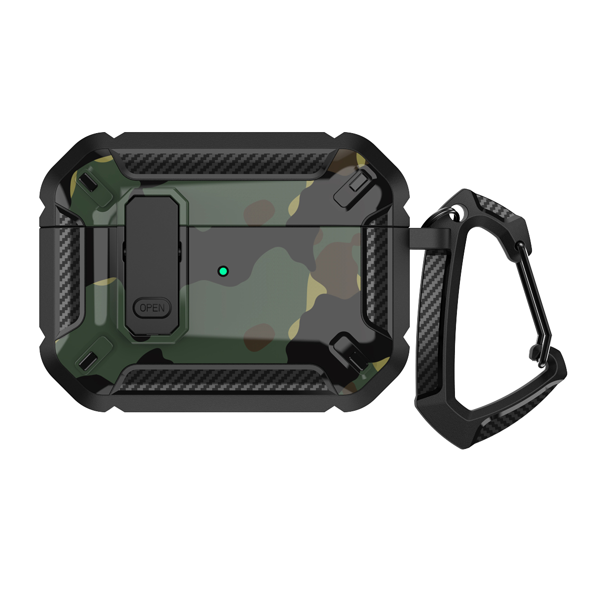 Premium CAMO Armor AirPods 3 Case: Strong Clip Lock, Keychain Holder for Apple Gen 3 2021 (Green)