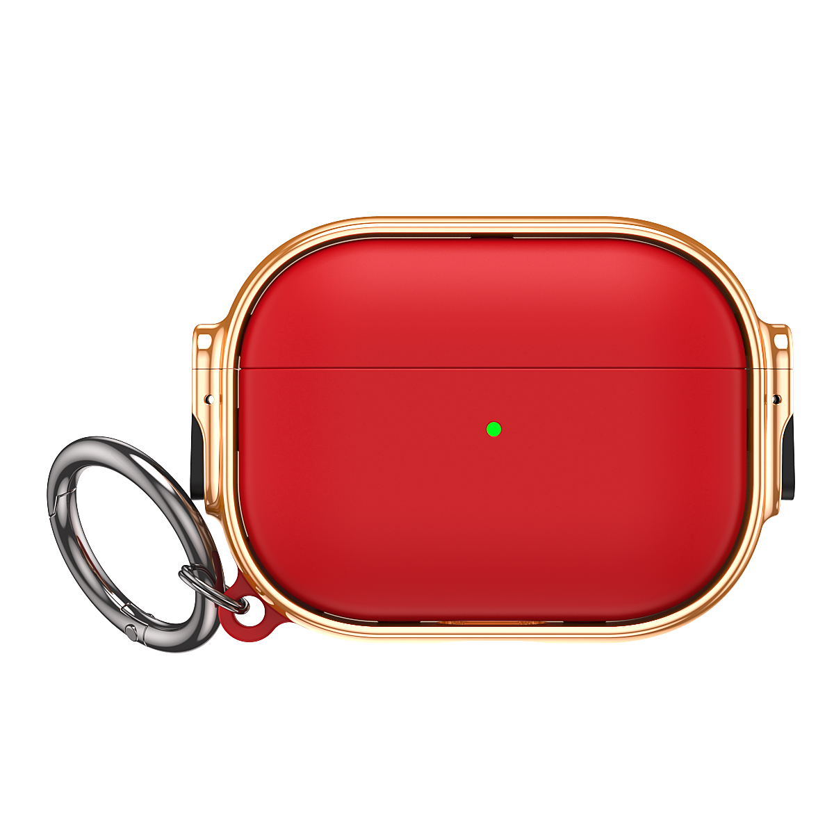 Fashion Design Electroplated Hybrid Locking Airpod Pro 2/1 Case Cover with Holder Clip - RED/Rose