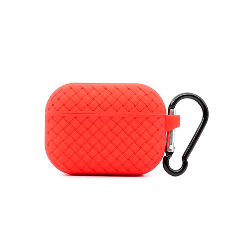 Mesh Shockproof Protective Soft Silicone Case with Holder Clip for Airpod 3 (Gen 3 2021) (RED)