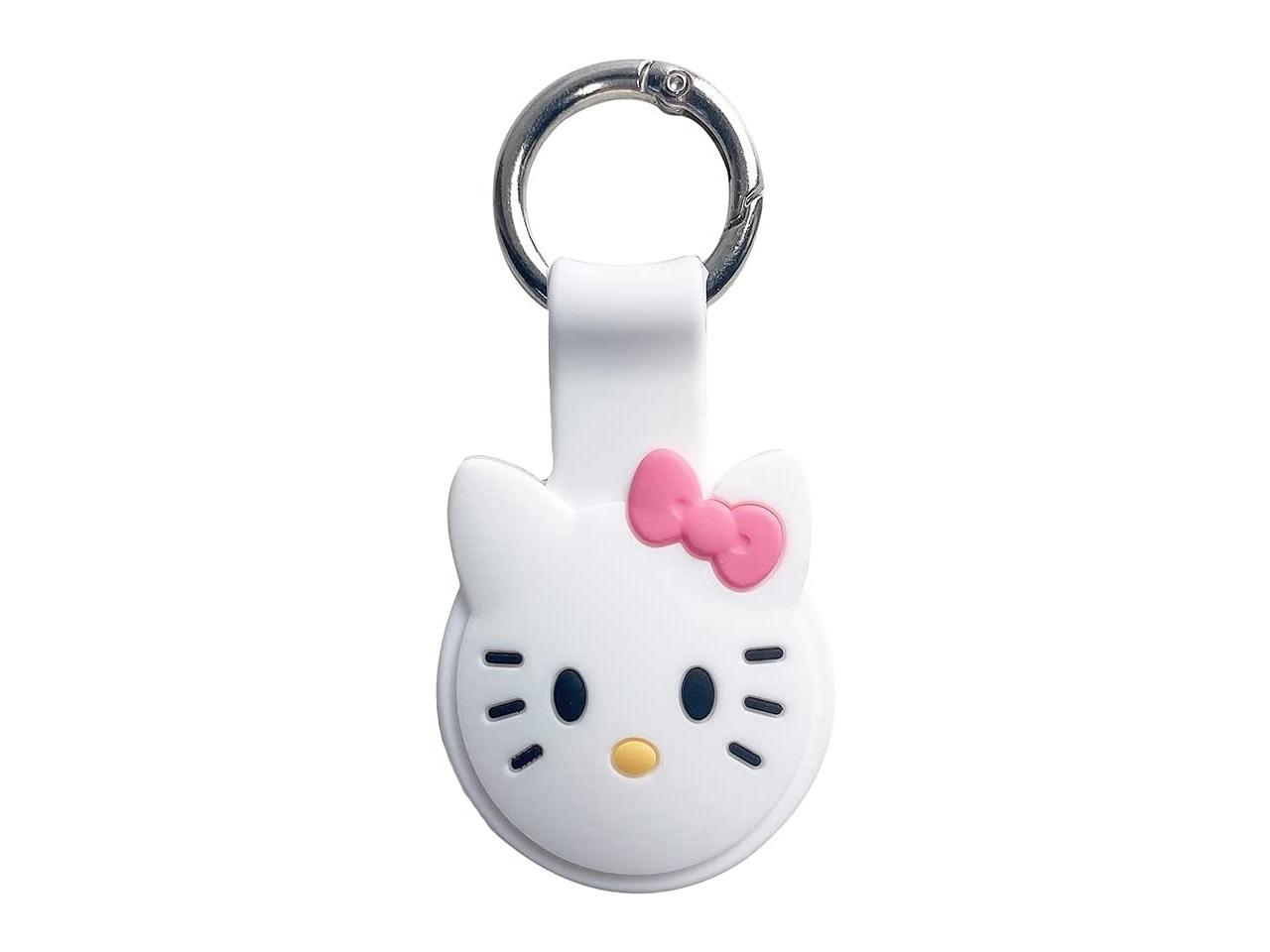 Cute Cartoon Design Silicone Case Cover with Hook for Apple AirTag (White Cat)