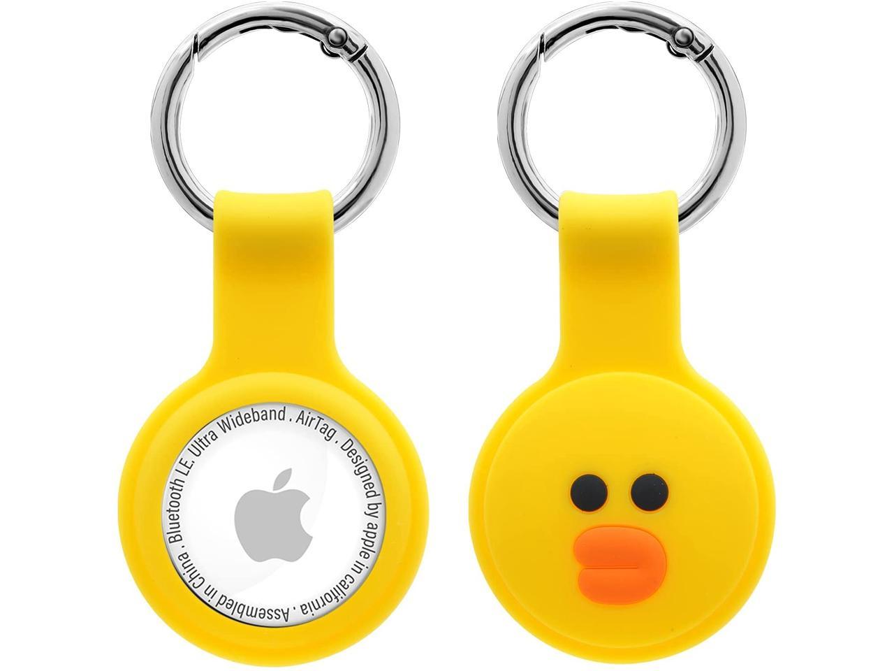 Cute Cartoon Design Silicone Case Cover with Hook for Apple AirTag (Duck)
